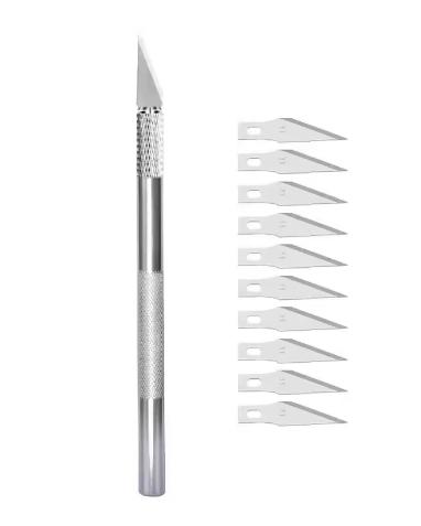

Engraving Cutter with Blade Metal Handle, Craft Carving, Sculpture Paper, Non-Slip Knife, DIY Repair, Leather Tools серебряный