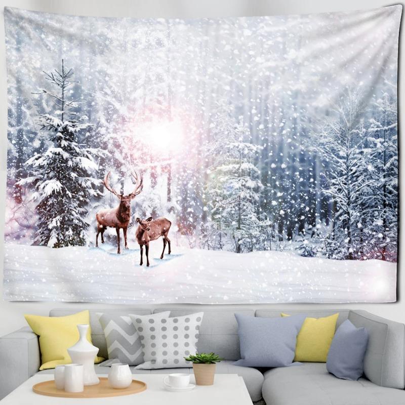 Vánoční Sněhulák gobelín Nástěnný závěs Santa Claus bohémské dárky Hippie Slavnostní atmosféra Home Decor