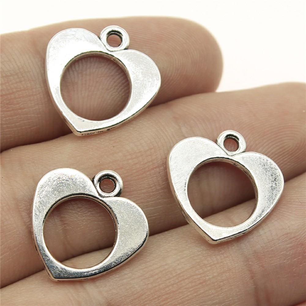 10pcs Heart Charms For Jewelry Making Antique Bronze Silver Color Pendants DIY Crafts Making Findings Handmade Tibetan Jewelry