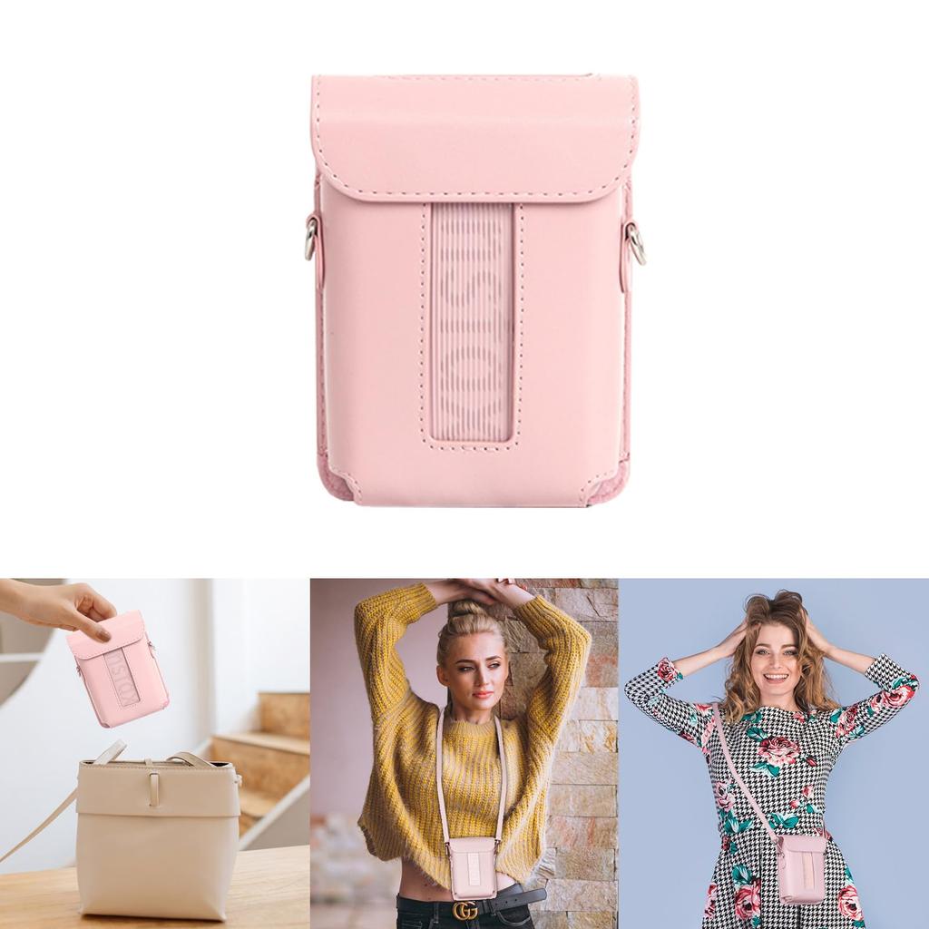 Kinokoo Instax Mini Link3 Case for Fujifilm Instax Smartphone Printer, Protective Case with Shoulder Strap, Prints with Case Attached (Pink)