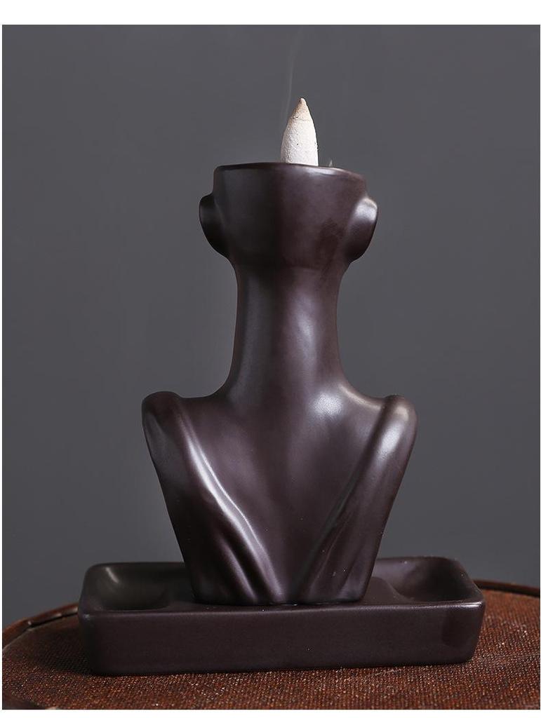 European & American Beauty Ceramic Backflow Incense Burner - Creative Sandalwood Smoke Home Decor