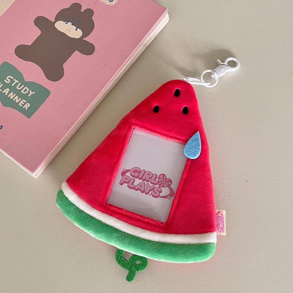 Porta-Cartões Coração de Frutas de Pelúcia e Pingente para Exibição de Fotos