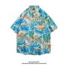 Hong Kong-style retro Hawaiian short-sleeve floral shirt for men and women, couple's beach shirt
