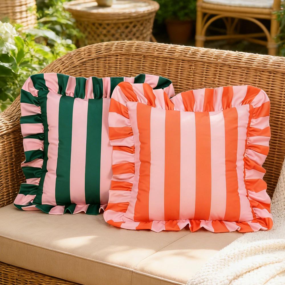 COMPRAORA 1PZ Federa per Cuscino in Velluto con Pizzo a Strisce 18X18 Pollici Federe Morbide Accoglienti per Divano Camera da Letto Soggiorno Decorazione per la Casa