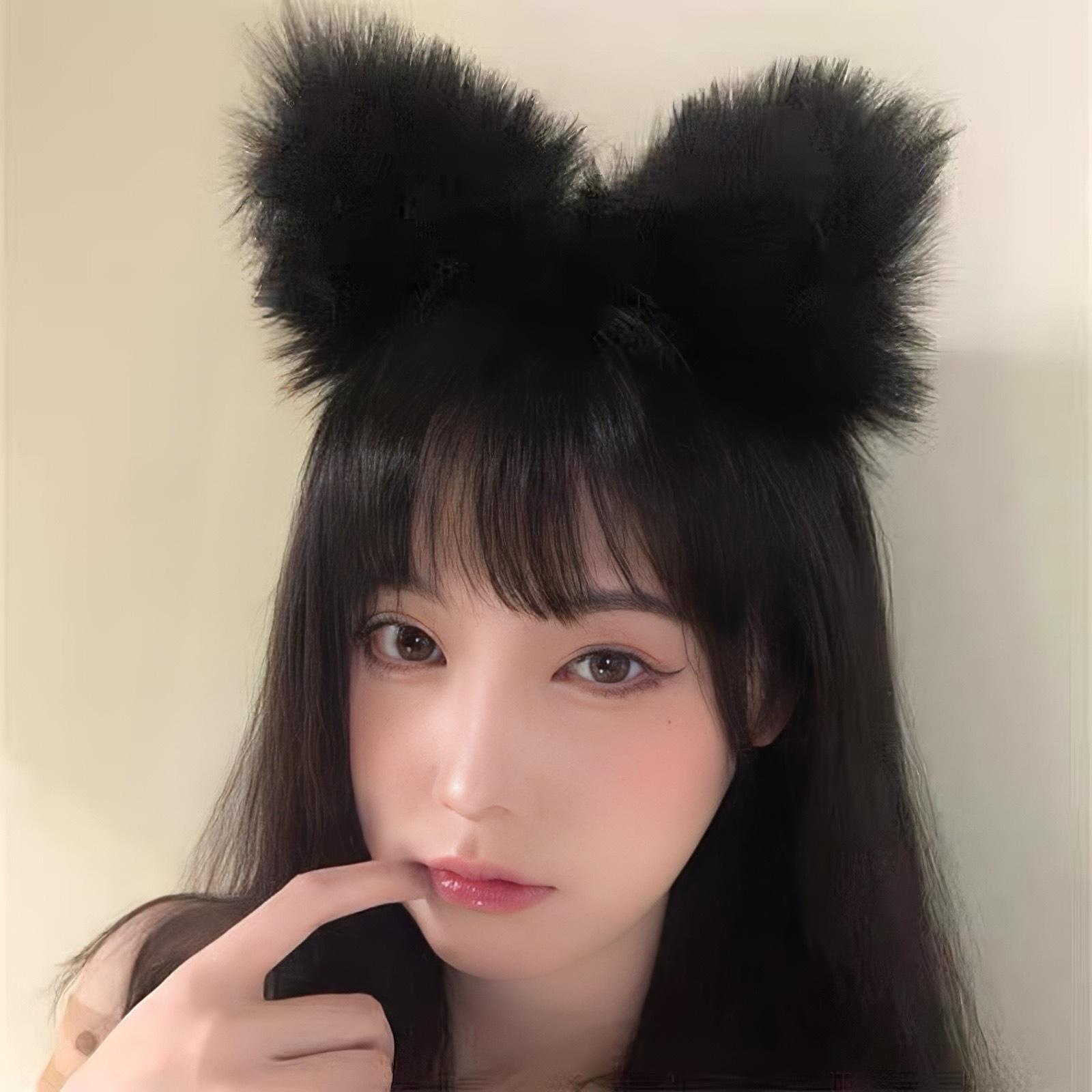 

Плюшевая повязка на голову с кошачьими ушками: Милый аксессуар для косплея девушки-кошки для женщин - Идеально подходит для фотографий и мероприятий в кошачьей тематике белый