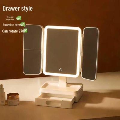 Oeny Folding LED Makeup Mirror with Storage and Fill Light
