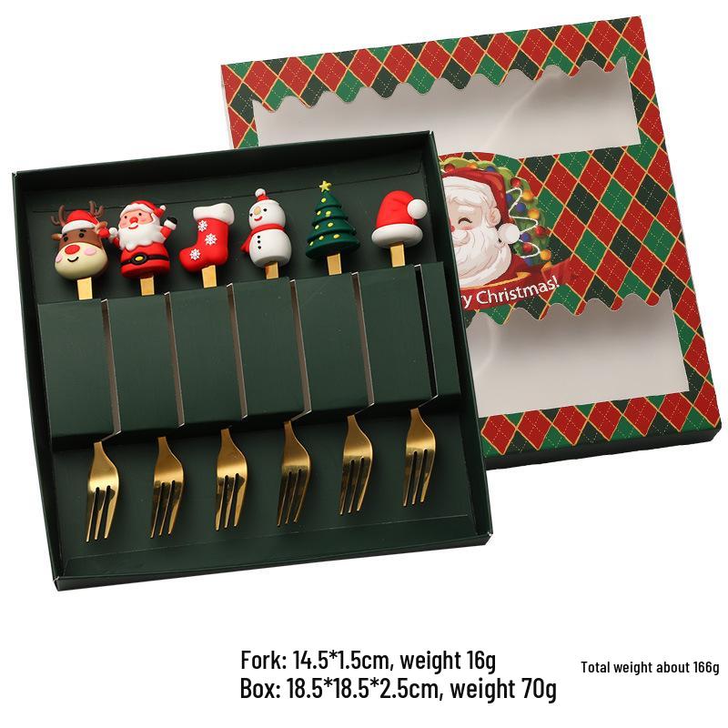 Creative Stainless Steel Christmas Tree & Reindeer Cutlery Set: Spoon & Fork