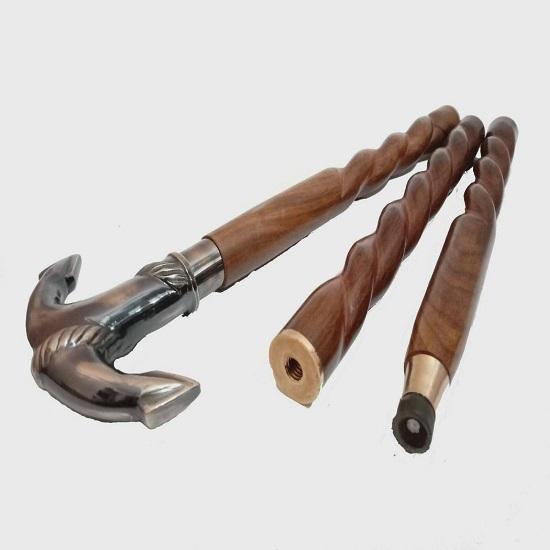 91,44 cm Messing Ankerkopf Griffstil Massiver Viktorianischer Holzspazierstock Stock Vater, Mutter Geschenk