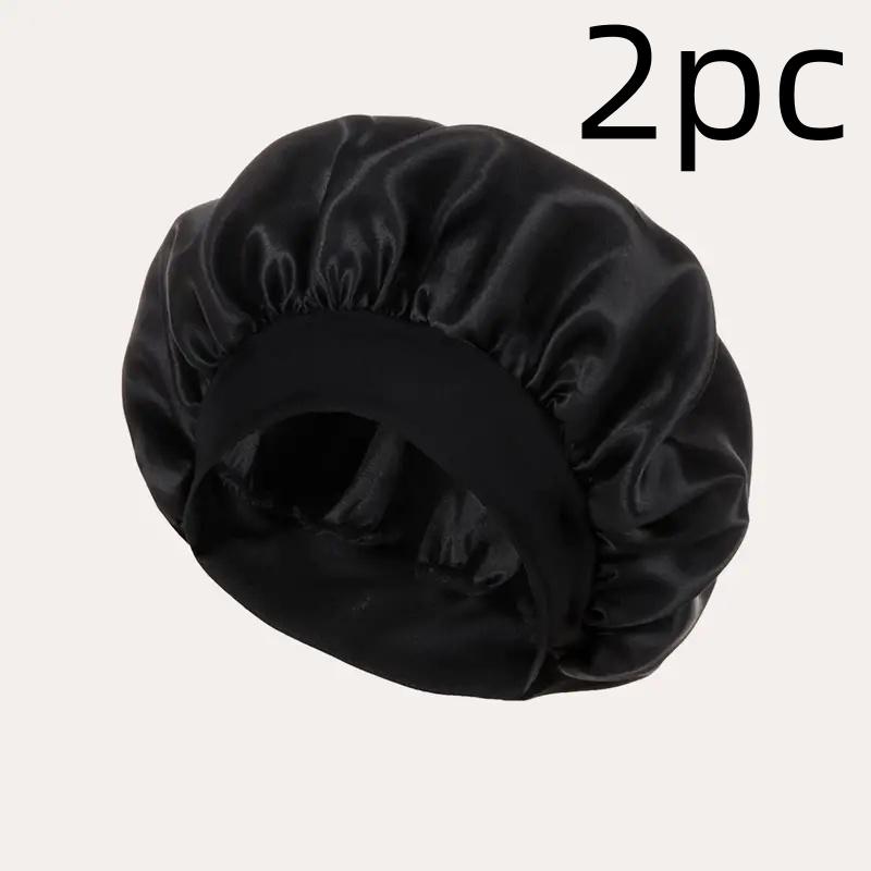 Luxurious Satin Sleep Cap Soft Wide Brim Nightcap Unisex Night Sleeping Bonnet with Wide Elastic Band Bath Hat For All Hair Type
