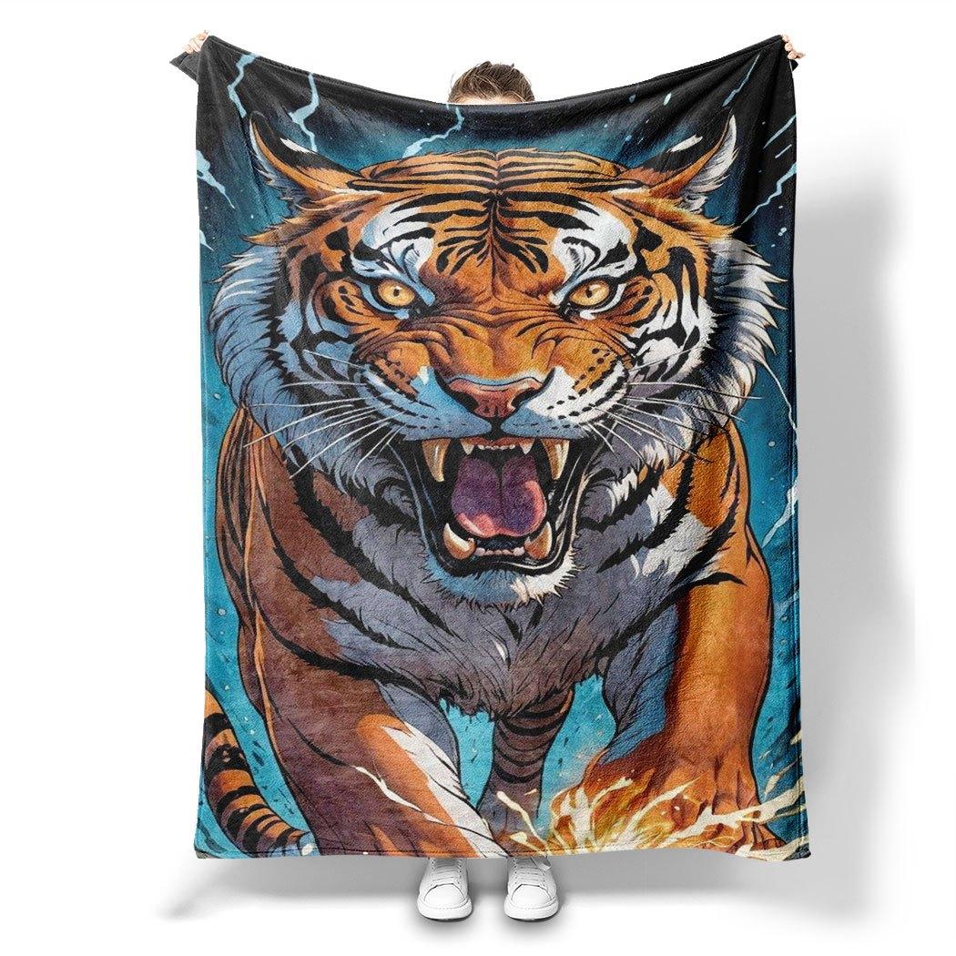 

Tiger Print Flannel Throw Blanket Bold Design Soft Cozy Fleece for Home Office Sofa All Season Gift 75x90cm