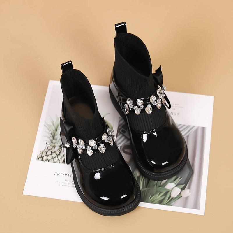 2025 Toamnă Iarnă Cizme Noi pentru Copii Cizme la Modă Negre Simple Casual Pantofi din Piele pentru Copii