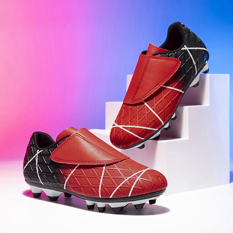 Kids Soccer Boots Low Top Velcro New Breathable Student Professional Training Sneakers Long Spike Soccer Boots
