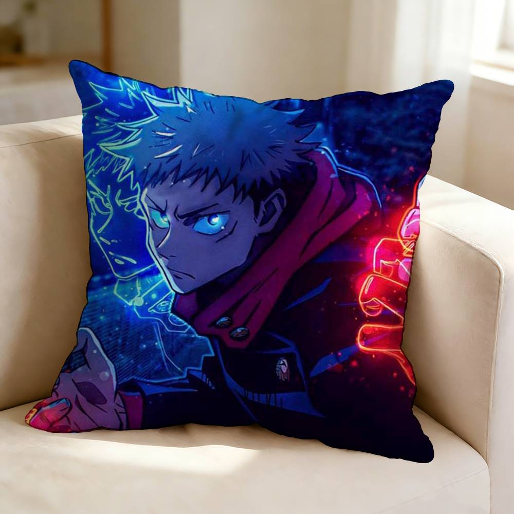 JJujutsu KKaisen Anime YYuji Itadori Square DoubleSided printed Pillow Case Bedroom Bedside Pillow Sofa Cushion Cover
