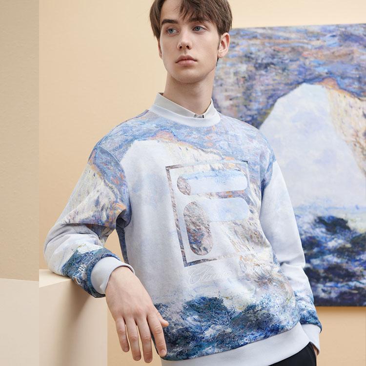 Fila X THE MET Collaborative Series Logo Oil Painting Pattern Hoodie Men Tops F11M348220F-ZA