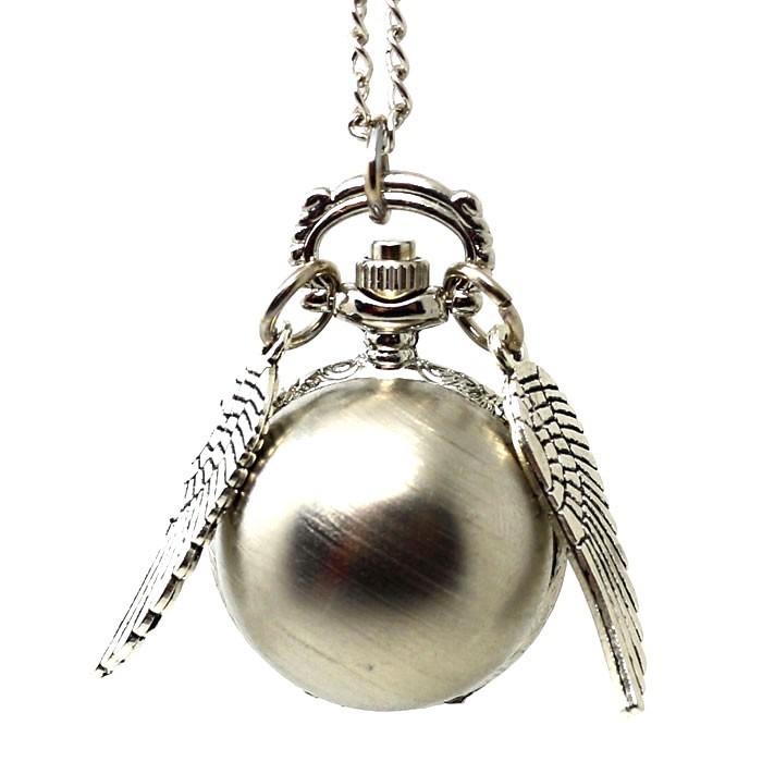 

Luxury Golden Watch Ball Little Cute Quartz Pocket Watch Pendant Wings Necklace Gifts for Men Women Kids reloj серебряный