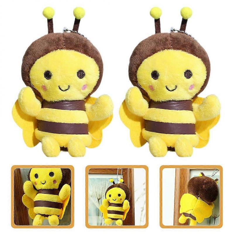 Bee Keychain Charm Plush Bee Pendant for Decoration 4Pcs