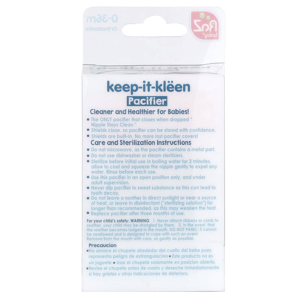 Keep-It-Kleen Schnuller, 0-36M, Rosa & Grau, 2 Schnuller