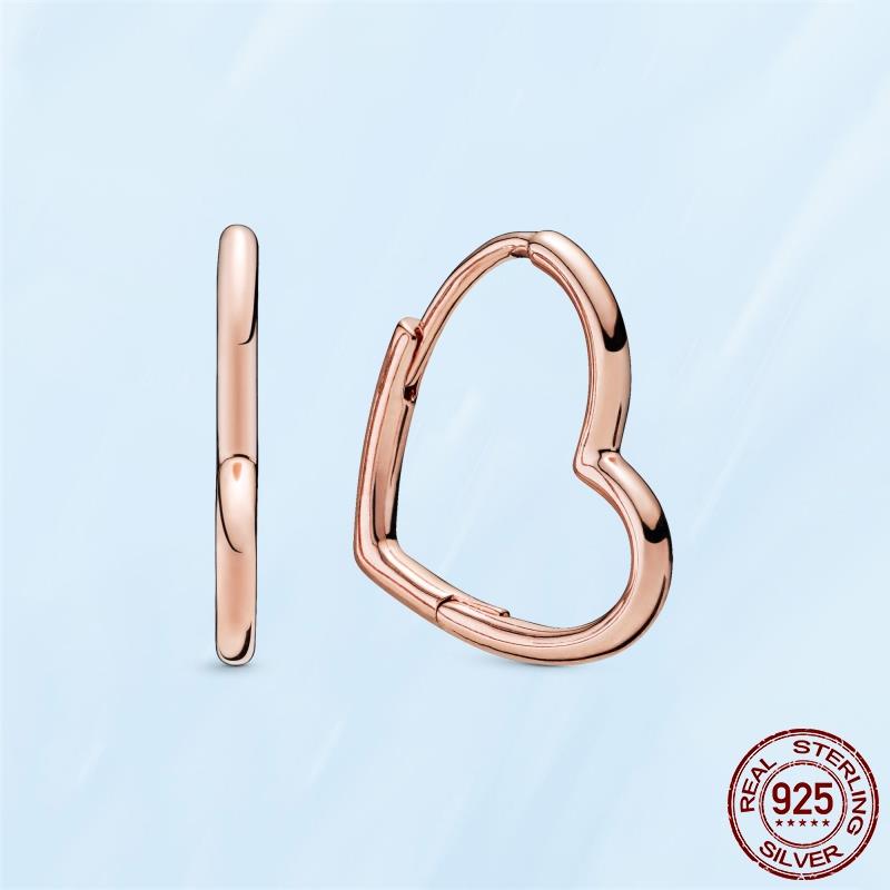 Real Original 925 Sterling Silver Daisy Flower Feather Hoop Heart Stud Earrings Fit Women Fashion Jewelry Engagement Party Gift