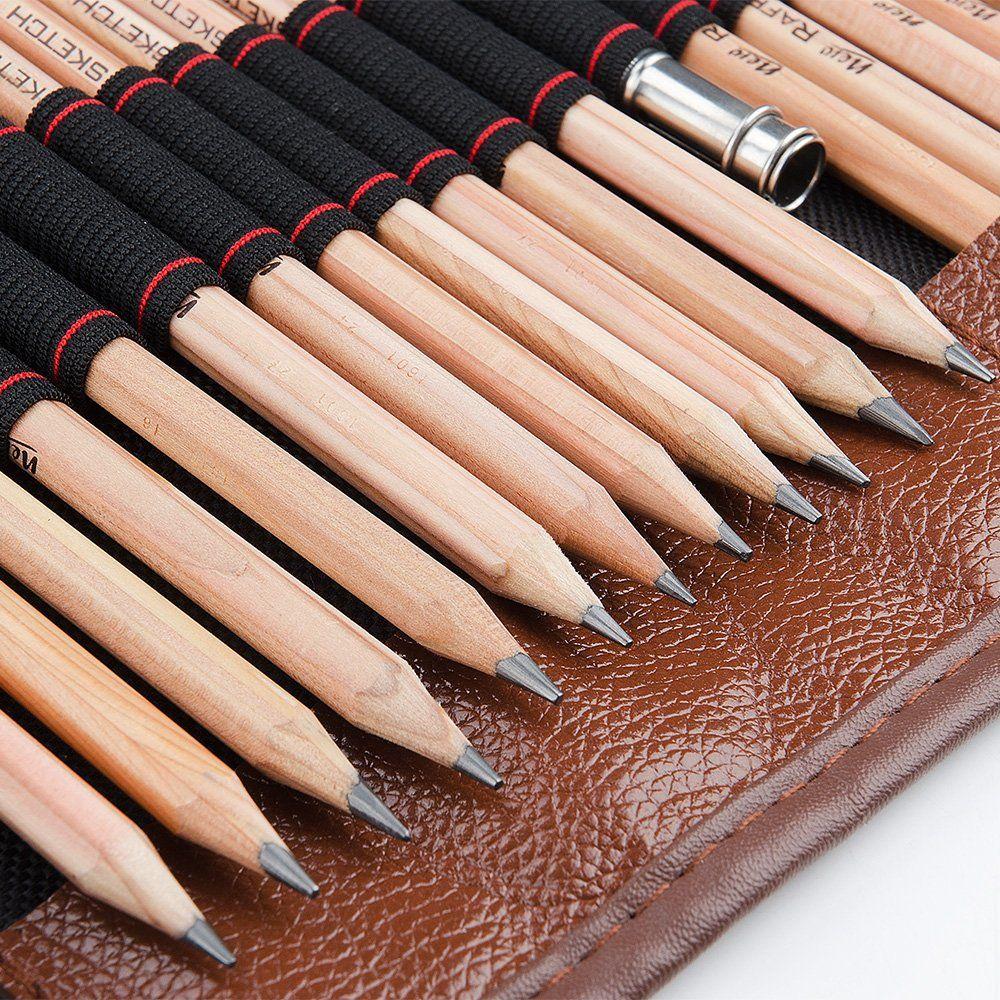 29 Pieces Professional Sketching & Drawing Art Tool Kit with Graphite Pencils, Charcoal Pencils, Paper Erasable Pen, Craft Knife-Lightwish