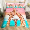 Watercolor Giraffe Family Bedding Set – Colorful Gradient Duvet Cover Set, Perfect Gift for Kids & Animal Lovers, Fits Twin/Full/Queen/King Size Beds