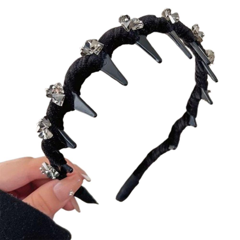 

Fluffy High Cranial Top Headband Toothed Non-slip Hair Hoop Face Wash Hairband Student чорний