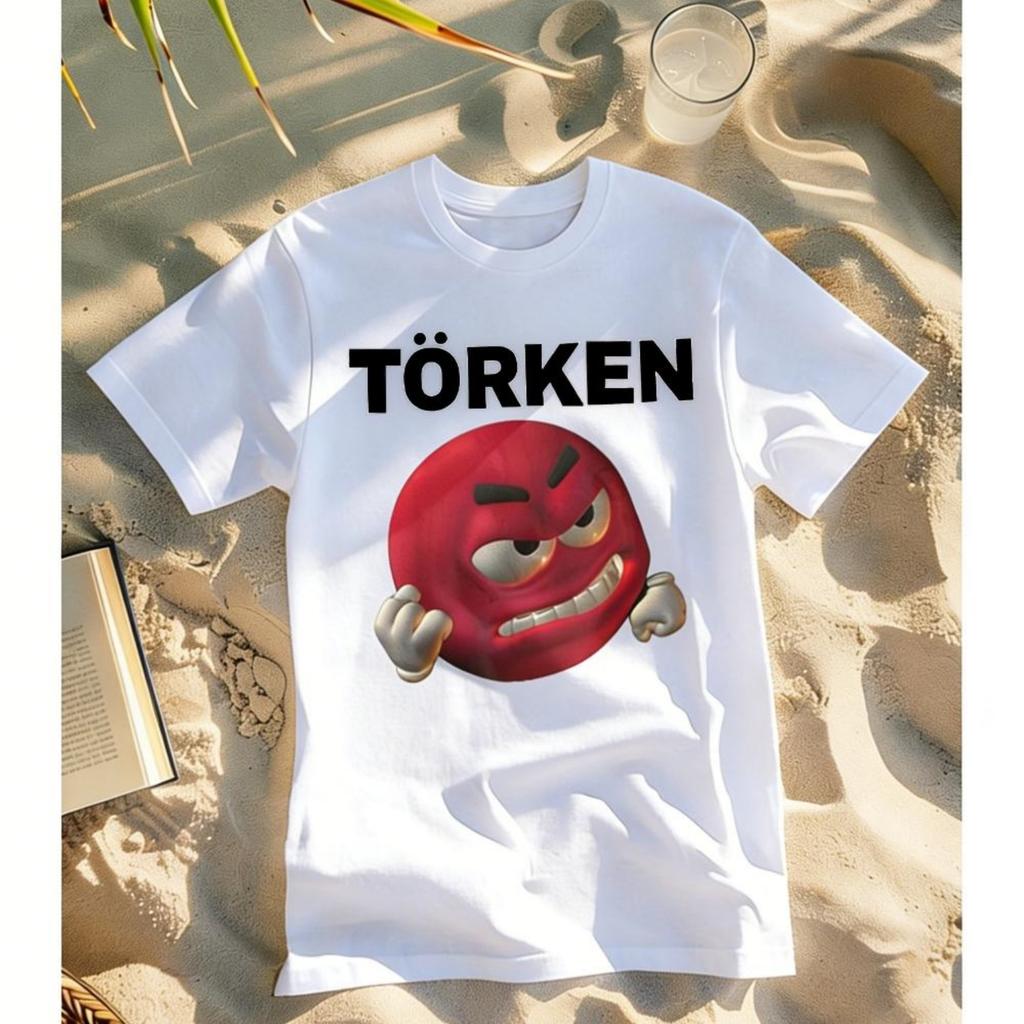 Mens Womens Turkish Meme TShirt with Bold TORken Font Red Face Design 180gsm Casual Short Sleeve Shirt Men Women AllSeason
