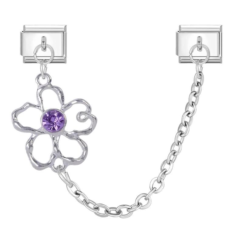 Fashion Crystal Heart Star Flower Moon Tassel Chain Pendant Italian Charm Link Fit 9mm Bracelet Stainless Steel Women DIY Making