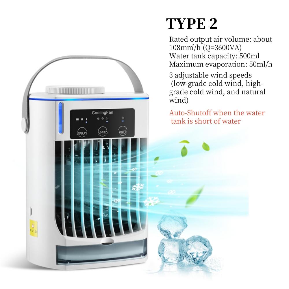 Household Air Conditioner LED Night Light Air Cooler Fan Portable Humidifier Desktop Mist Cooling Fan For Office Home Mini Fan