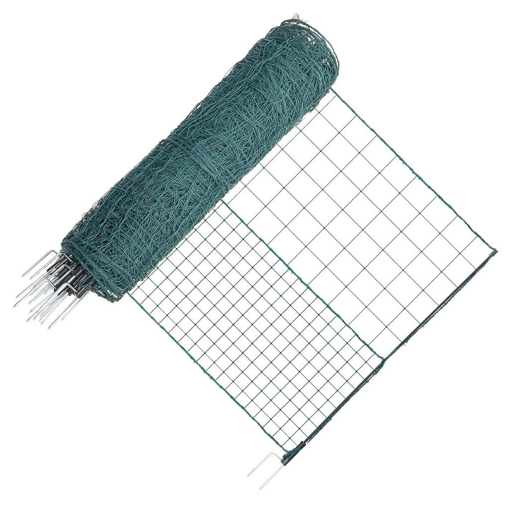 Temporärer Zaun mit Pfosten, 1,05 x 50m Kunststoff-Gitterzaun, Gartensicherheitszäune Netz mit Doppelspitz-Erdspießen & Spannseilen, Temporärer Zaun für