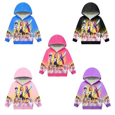 Kinder Mädchen POP Sängerin Rumi Zoey Mira Bedruckt Lässig Kapuzenreißverschluss Langarm Jacke Mantel