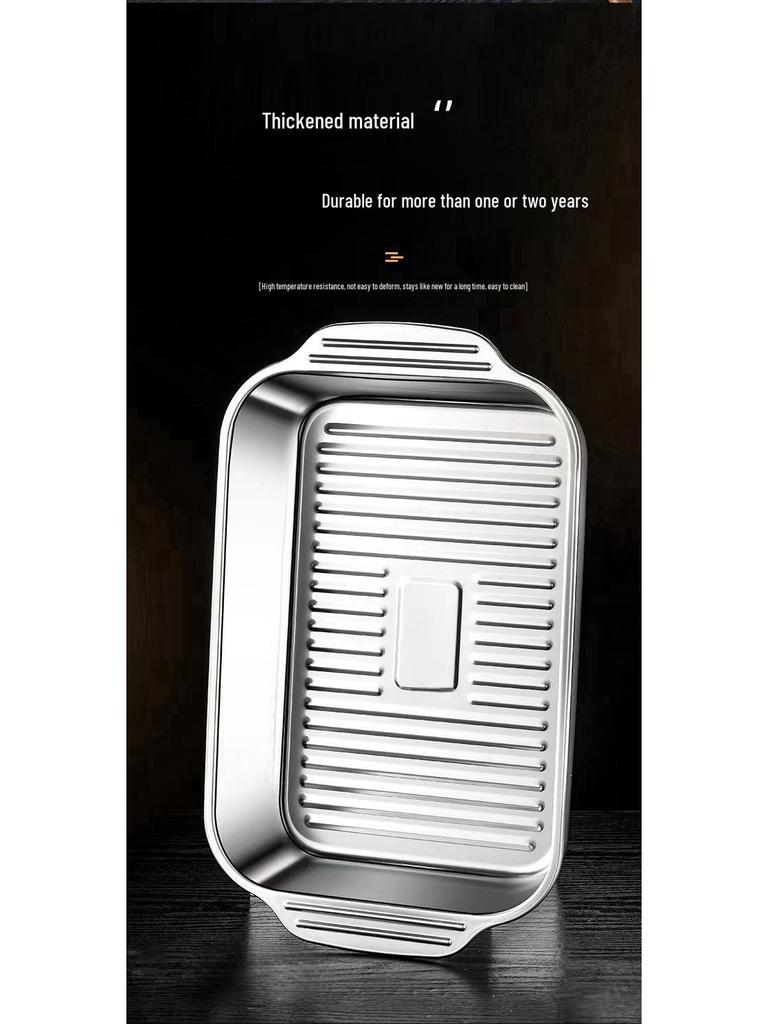 Stainless Steel Grilled Fish and Seafood Pan with Lid and Handle
