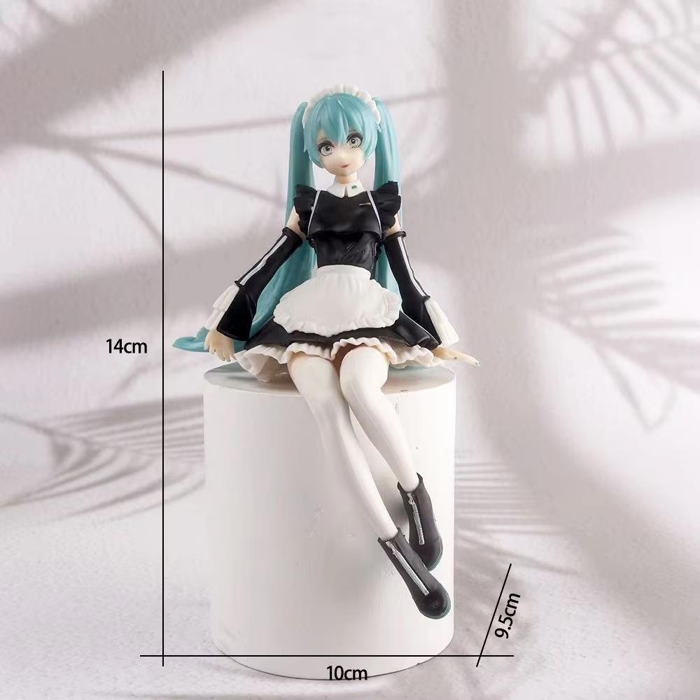 14cm Latest Anime Hatsune Miku Virtual Singer Manga Sitting Posture Model Playthings Computer Desk Cake Decoration Adorable Free Ship