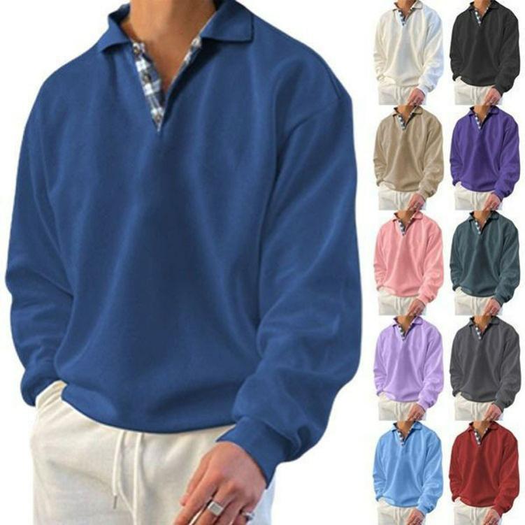Season Long-sleeved V-neck Men's Lapel Loose Sweater Men's Clothing
