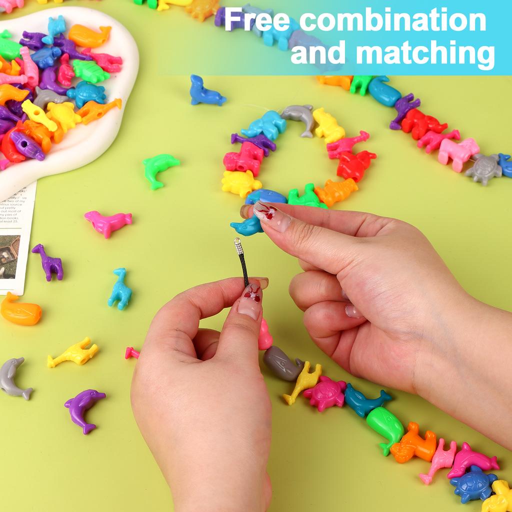 800 Pcs Animal Shaped Beads Animal Plastic Beads Colorful Marine And Jungle Animal Beads Zoo Animal Design Plastic Craft Beads F