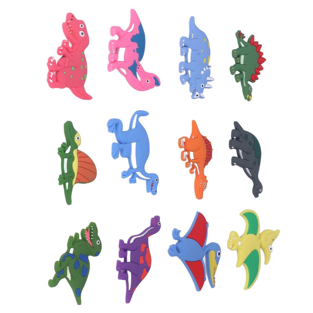 12pcs Refrigerator Magnets Cute Soft Silicone Strong Magnetism 3D Dinosaur Patterns Magnets for Fridge Kitchen