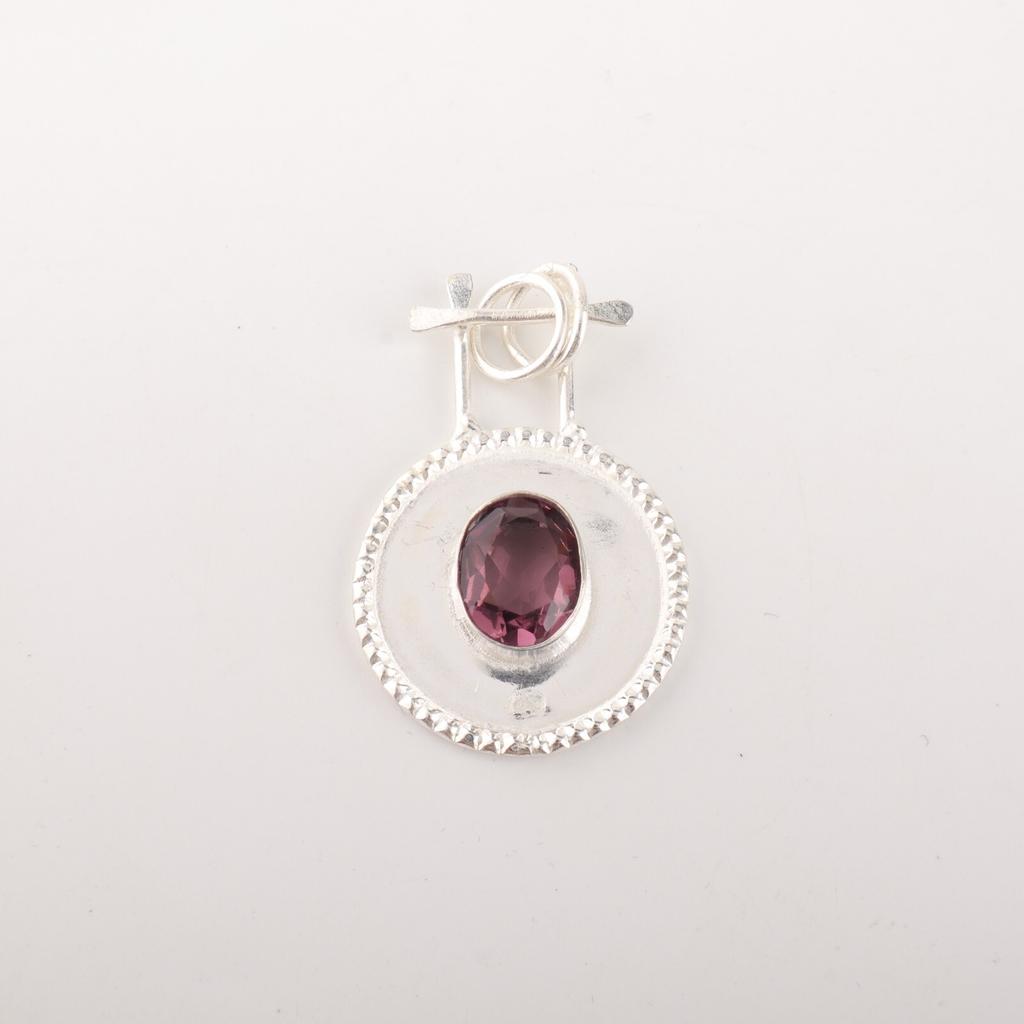 Rhodolite Gemstone 925 Sterling Silver Jewelry Handmade Pendant 1.4" For Wedding PP-57-14