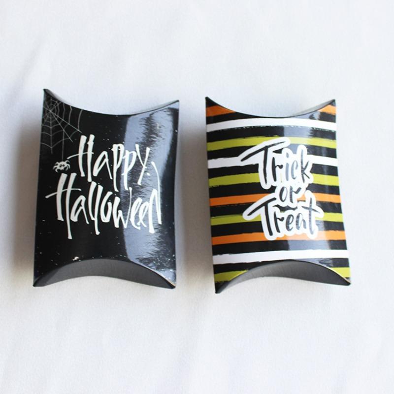10/20pcs Halloween Pillow Shaped Candy Box Gift Box, Halloween Pumpkin Boo Ghost Witch Gift Box