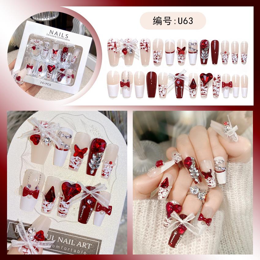Handgefertigte Nagelkunst Tragenägel Fertigprodukte Fortgeschrittener Reiner Stil Nagelaufkleber Fertigprodukte Vollstein Großer Diamant Nagelaufkleber Kollektion