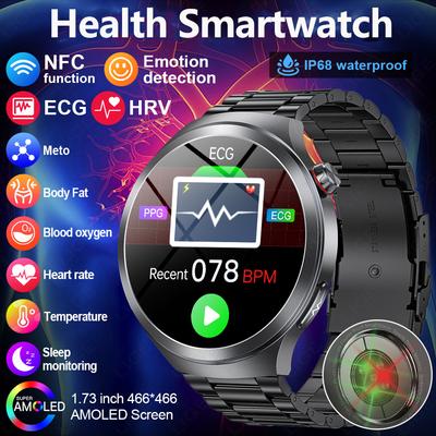 SACOSDING New ECG+PPG Smart Watch Men 466*466 AMOLED Screen Heart Rate Blood Pressure Monitoring Bluetooth Call NFC Health Smartwatch 2025
