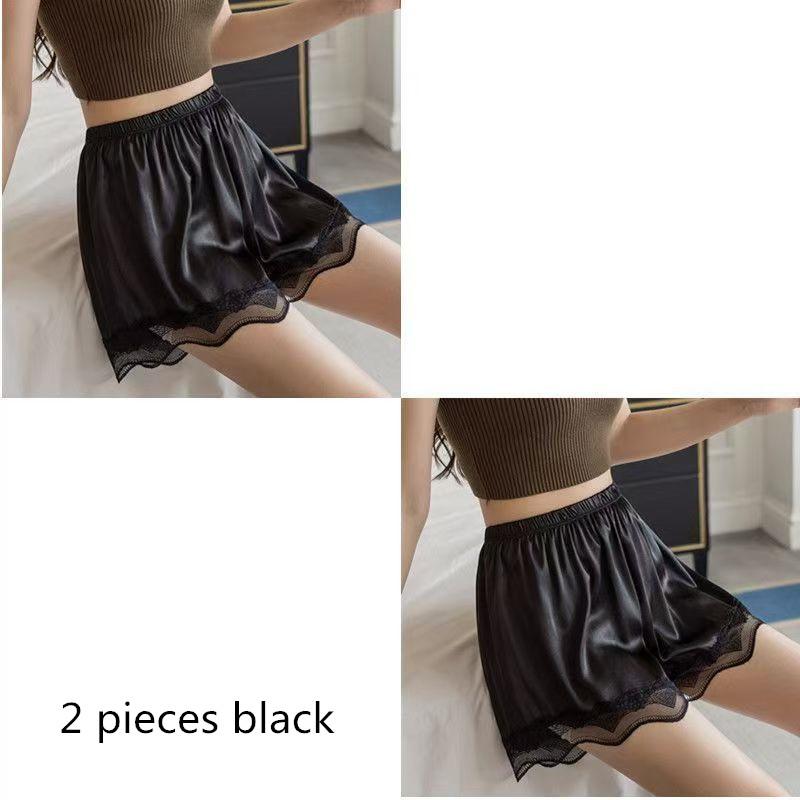 Women Home Safety Pants Ice Silk Lace Anti-running Light Shorts Lady Summer Loose Thin Bottoming Culottes Sexy Underwear Breathable