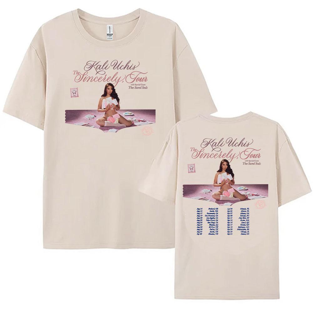 KALI UCHIS Sincerely Tour 2026 T-shirt Women Clothing Short Sleeve Cotton Loose Tshirts Streetwear Unisex Summer Female T Shirt