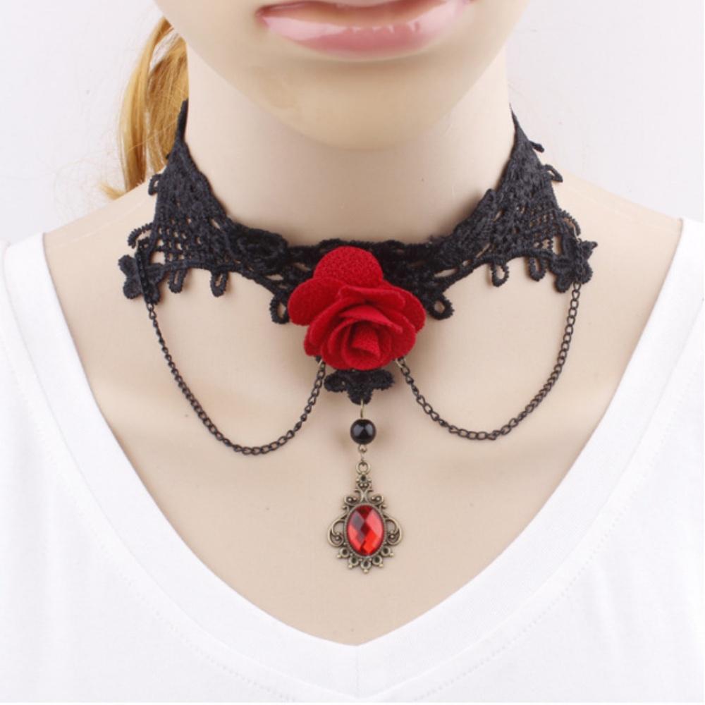 Neo-Gothic Punk Black Sexy Lace Chokers Necklace For Women Fashion Retro Clavicle Chain Halloween Collar Choker Steampunk Gifts