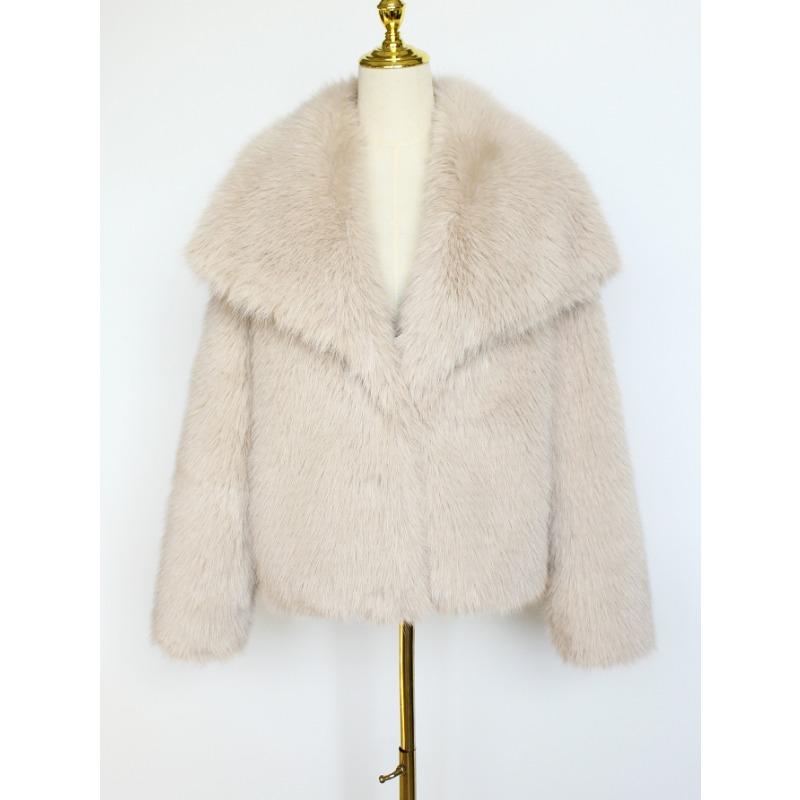 Womens Luxury Faux Fur Coat Lapel Short Winter Warm Jacket