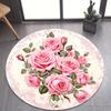 Modern Botanical Flower Round Carpet Soft Non-Slip Decorative Doormat Machine Washable Floor Rug for Kitchen Bathroom Office