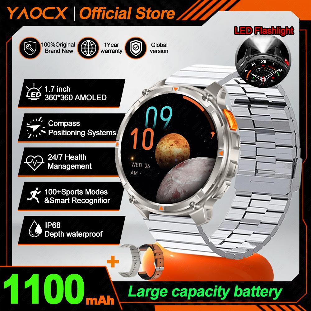 2026 Nou Ceas Inteligent cu Baterie de 1100mAh GPS traseu 5ATM Impermeabil Tracker Sportiv pentru Alergare Busolă în Aer Liber Ceas Inteligent Militar