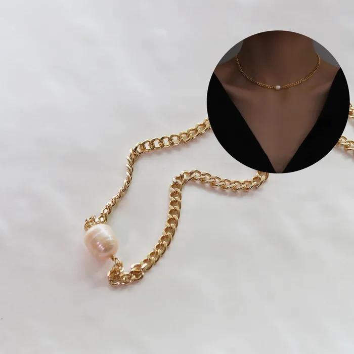 Collana girocollo con perle d'acqua dolce naturali