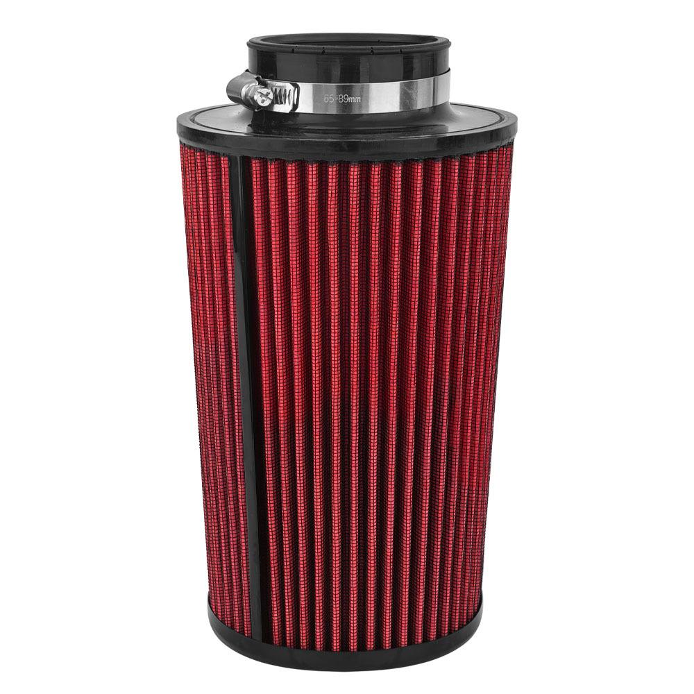 Universal 76mm 3-inch One-Piece Sports Racing Car Cold Air Intake System, Washable and Reusable Engine High Flow Air Filter