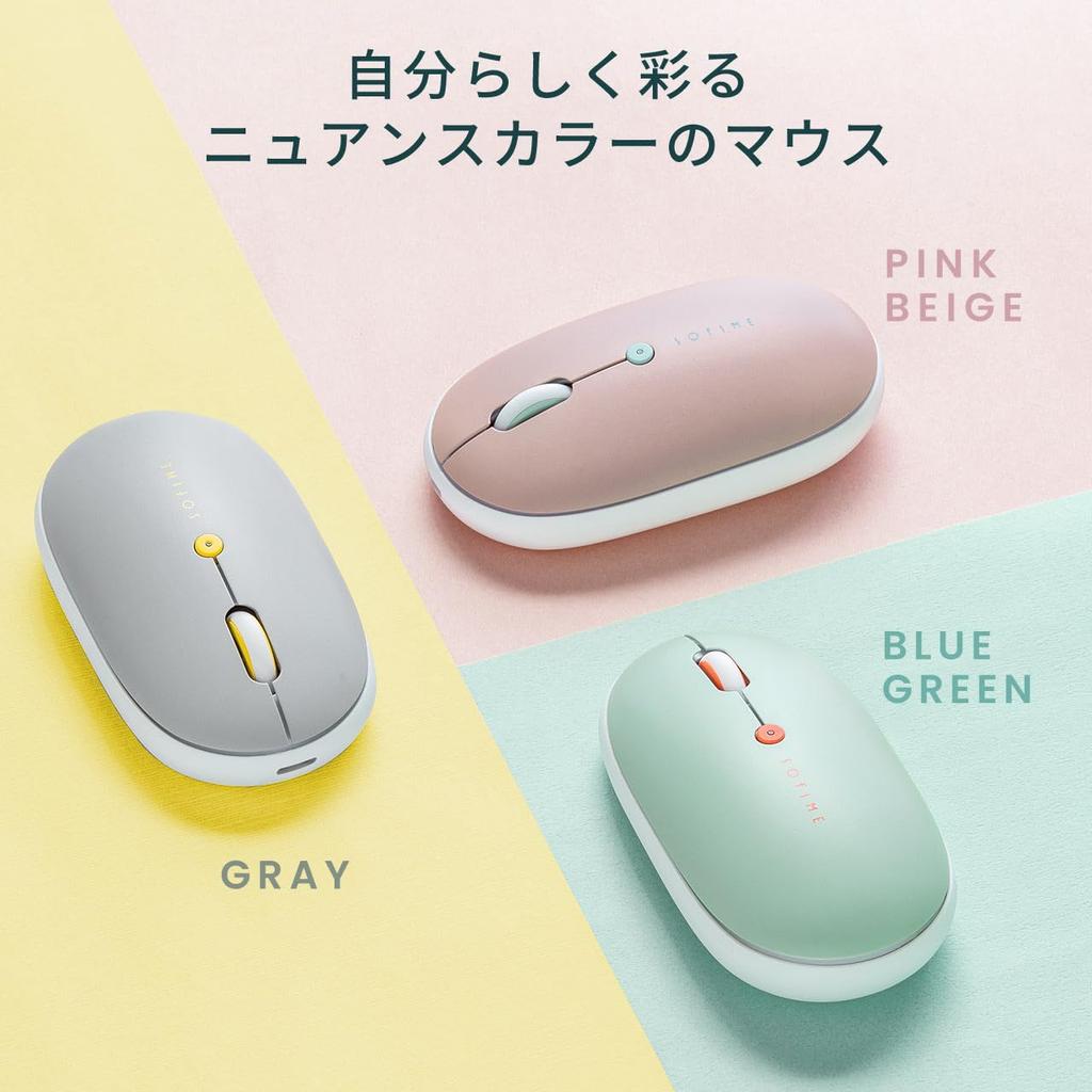 Sanwa Direct Bluetooth Mouse, Slim, Quiet, Rechargeable, Type-C, Fast Charging, Multi-Pairing, Lightweight, Portable, Gray (400-MABT178GYN)