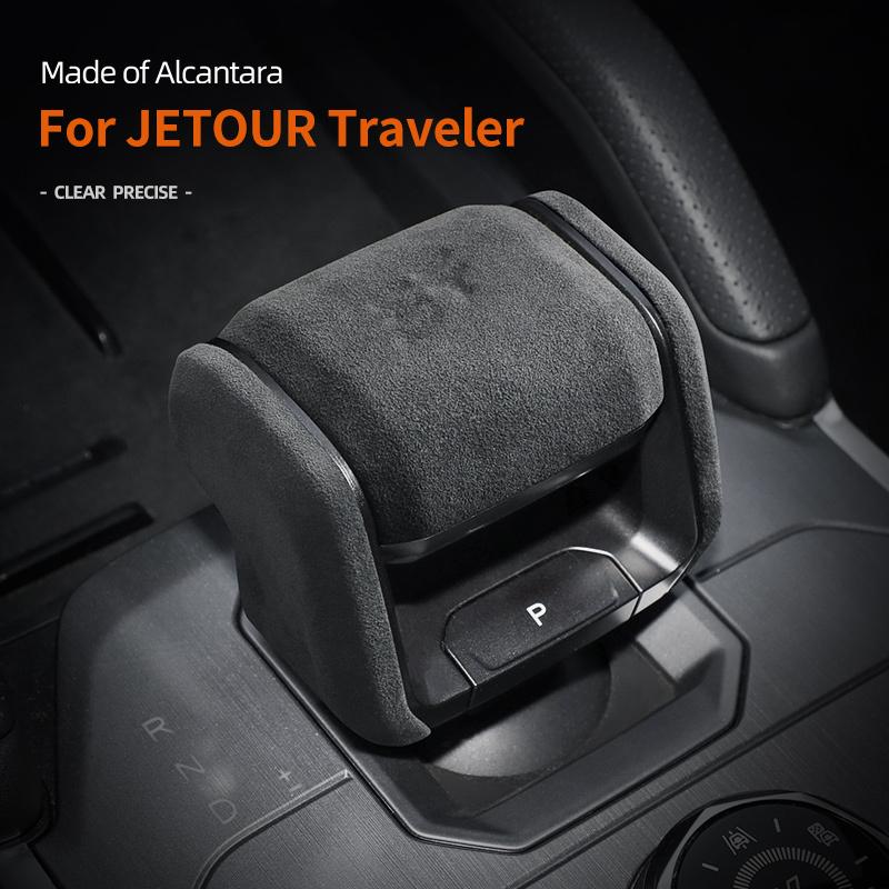 For Jetour T2 Traveler 2023 2024 Leather Car Gear Shift Knob Cover Suede Cap Protective Mat Interior Accessories