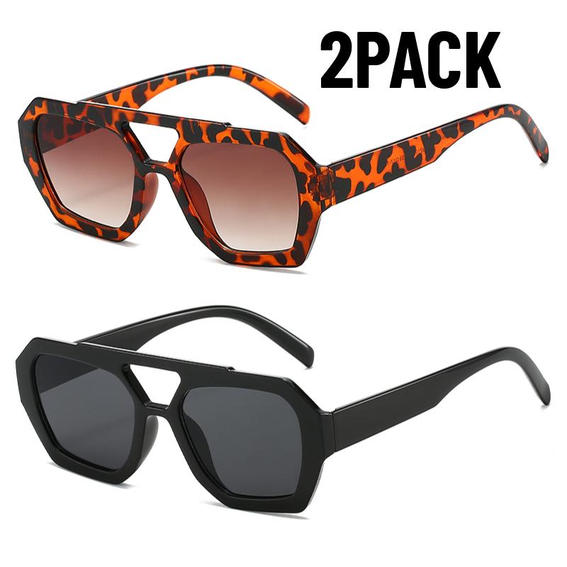 2PACK Fashion Double Bridges Women's Outdoor Travel Fishing Sunglasses Men Big Frame Eyewear Retro Luxury Designer Glasses UV400